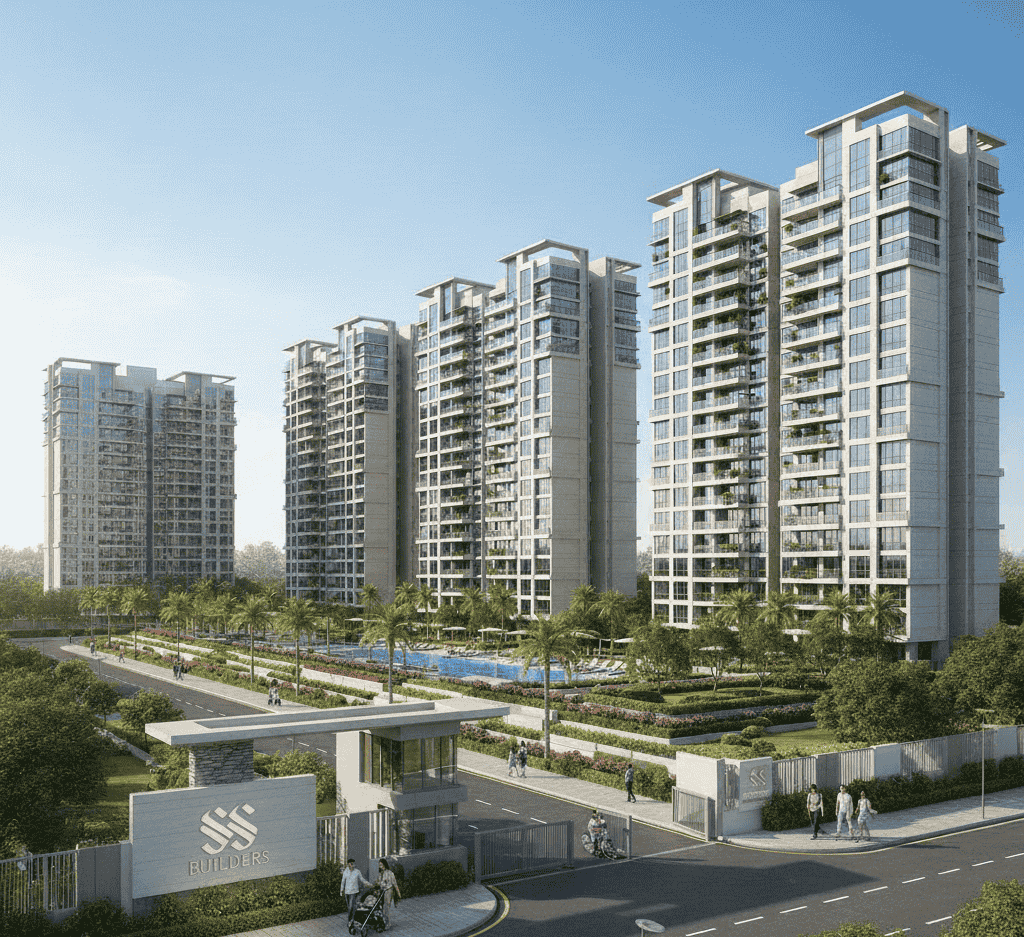SS Builders premium residential apartments in East Hyderabad with high-rise towers and landscaped gated community