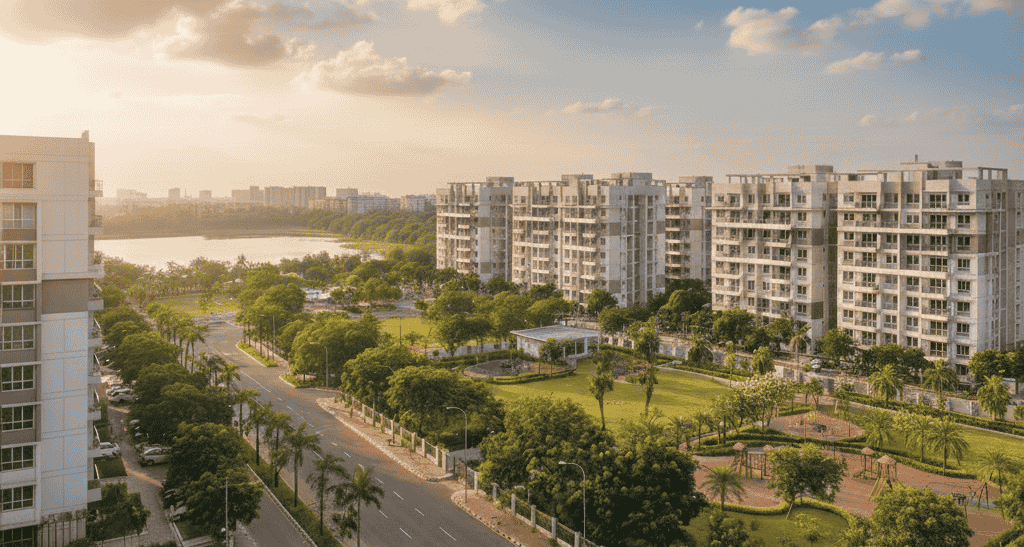 RERA Approved luxury apartments in Hyderabad by SS Builders, featuring green spaces and clear title